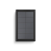 Ring small solar panel with adjustable arm for 360-degree rotation and sun exposure.