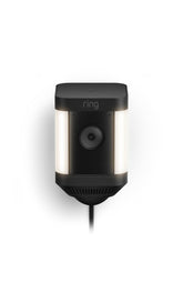 Ring Spotlight Cam Plus plug-in front view for around-the-clock home security monitoring