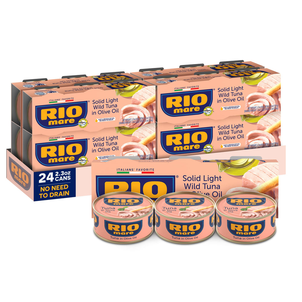 Rio Mare premium yellowfin tuna in olive oil can, rich flavor and convenient protein.