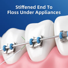 RioRand 3-in-1 floss threader design aids efficient cleaning around implants and bridges.