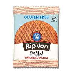 Rip Van Wafels Snickerdoodle Stroopwafel gluten-free label signals gluten-free snacking