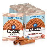 Rip Van Wafels Snickerdoodle Stroopwafel packaging, a gluten-free snack ready to go