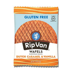 Cross-section of a Rip Van Wafels stroopwafel showing caramel filling.