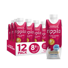 Ripple Vanilla non-dairy carton on shelf for grab-and-go mornings.