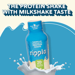 Ripple Vanilla Shake glass hero evokes creamy vanilla flavor without dairy or gluten.