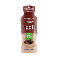 Ripple vegan protein shake chocolate ingredients panel emphasizes clean nutrition