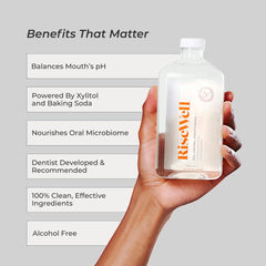 RiseWell Balance ingredients label highlights xylitol and baking soda