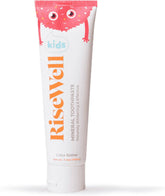 RiseWell Kids toothpaste tube with cake batter flavor, designed to make brushing enjoyable