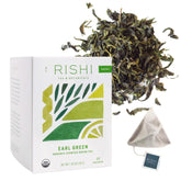 Rishi Earl Green bergamot sachet ready for a refreshing infusion.