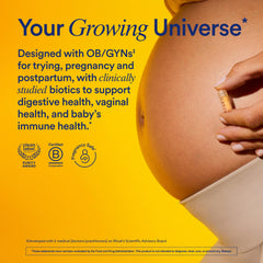 Ritual Natalbiotic citrus capsules close-up showing probiotic formula for gut balance.