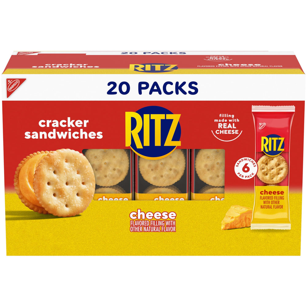 RITZ Cheese Sandwich Crackers close-up showing creamy filling for quick snacking