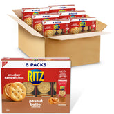 Ritz peanut butter sandwich crackers box-front view, convenient multi-pack for grab-and-go snacks.