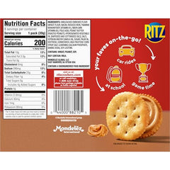 Ritz peanut butter sandwich crackers cracker-sandwich close-up reveals crisp layers and filling.