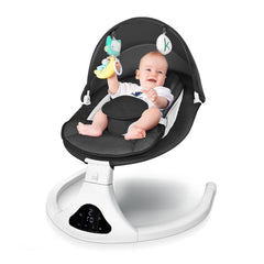 Riviplou electric baby swing with remote control in black for soothing infants at home
