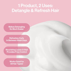 Rizos Curls Refresh & Detangle on damp hair for detangling and shine.