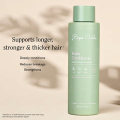 Rizos Curls Biotin Conditioner applied on wet hair for detangling and smoother strands