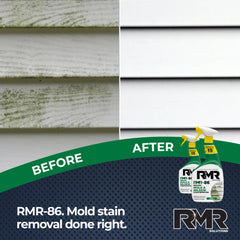 RMR-86 on deck wood mildewy area with noticeable stain fading.