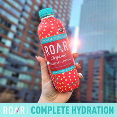 ROAR Organic Complete Hydration vitamin C, B5, B12 label signals daily nutrient support