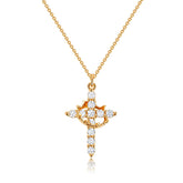 Robaice gold cross necklace closeup showing delicate shine for daily wear