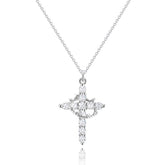 Robaice Silver Cross Necklace with crown pendant for everyday elegance.