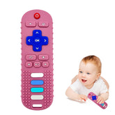 ROBBEAR TV remote teether in pink for safe chewing sessions