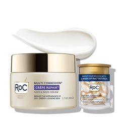 RoC crepe repair cream jar-pump illustrating daily hydration and smoothing