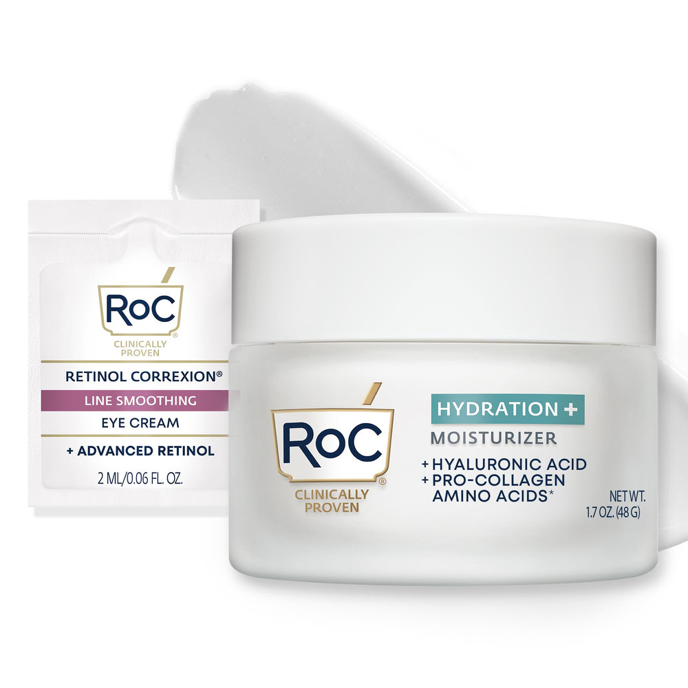 RoC Hydration+ moisturizer bottle delivering deep hydration for all skin types.