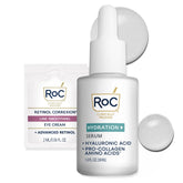 RoC Hydration+ Serum bottle close-up showing fragrance-free, lightweight hydration.