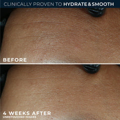 RoC Max Hydration with Hyaluronic Acid swatch emphasizes hydration.