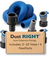 Rockler Dust Right Flexiport hose extended reach for wide workshop coverage.
