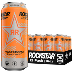 Rockstar Recovery Orange bottle and can for an energy boost during active days.