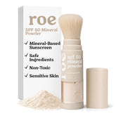 Roe Wellness Kids SPF 50 brush-on powder compact for quick touch-ups.