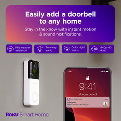 Roku Doorbell 1440p night vision delivering clear footage after dark