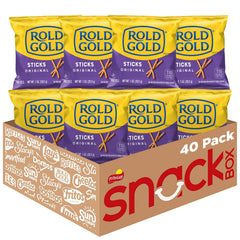 Rold Gold pretzel sticks 1 oz pack in a hero display for convenient on-the-go snacking