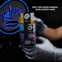 Rolda powder provides visible volume boost for short to medium hair.