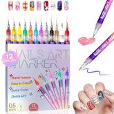 RONYUTON 12-colors nail art pens set main image showing vibrant pigments for creative nails