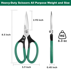 RooPro Heavy Duty Scissors leather cutting view shows strong blades for tough materials.
