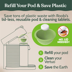 Roobi Cleaning Kit reusable pod demonstrates year-long maintenance and cost-effective refills