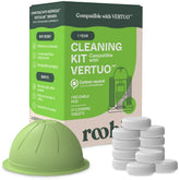 Roobi Cleaning Kit Vertuo cleaner hero shows an eco-friendly solution for fresh coffee
