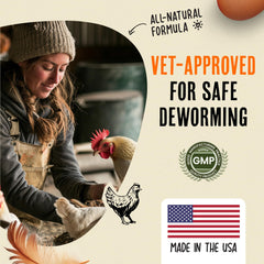 Roosty's Naturals De-Wormer liquid dissolving in water for drinking.