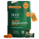 ROOT LABS Alpha Shilajit Gummies bottle for daily vitality.