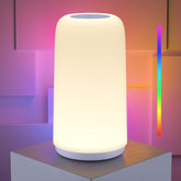 ROOTRO Touch Bedside Table Lamp in RGB mode for ambient color lighting.