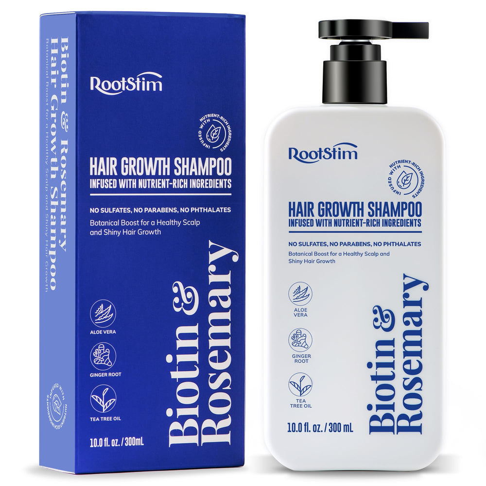 RootStim Biotin and Rosemary Shampoo bottle for gentle cleansing and scalp nourishment