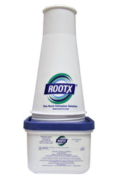 RootX 2lb jar with funnel applicator ready for root control treatment.
