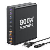 Roruite 800W USB-C charging station front view powering multiple devices efficiently