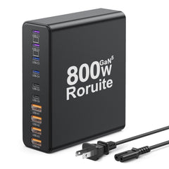 Roruite 800W USB-C charging station front view powering multiple devices efficiently