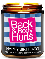 Rosa Vila Funny Happy Birthday Candle label on a cheerful gift box for celebration