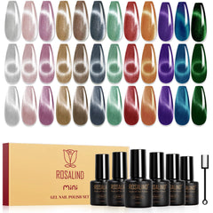 ROSALIND cat-eye gel nail polish 12 colors with magnetic finish for glamorous nails.