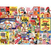 RoseArt Kellogg's Cereal Favorites puzzle front cover showcases nostalgic cereal boxes
