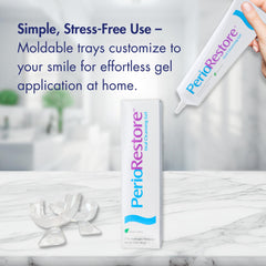 Gel application in a tray simplifies consistent at-home care routines.